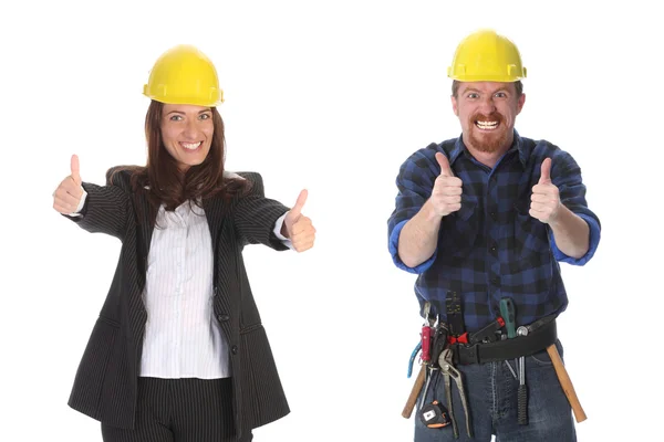 Geschäftsfrau und Bauarbeiterin — Stockfoto