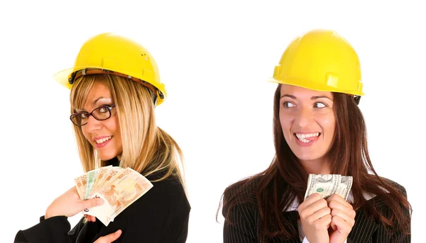 Two businesswoman with with earnings — Stock Photo, Image