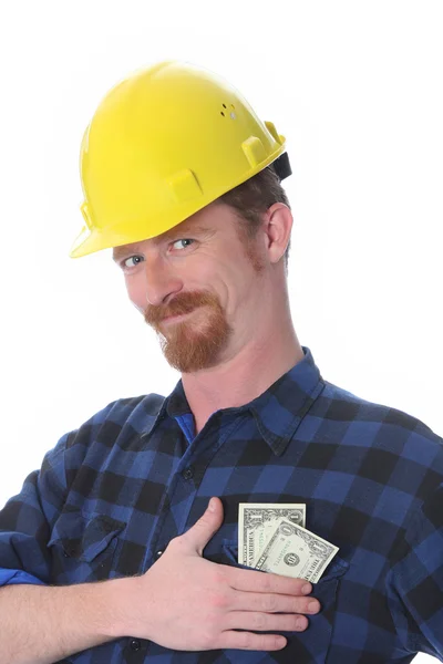 Trabajador de la construcción con ingresos — Foto de Stock