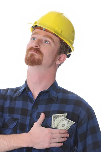 Trabajador de la construcción con ingresos — Foto de Stock