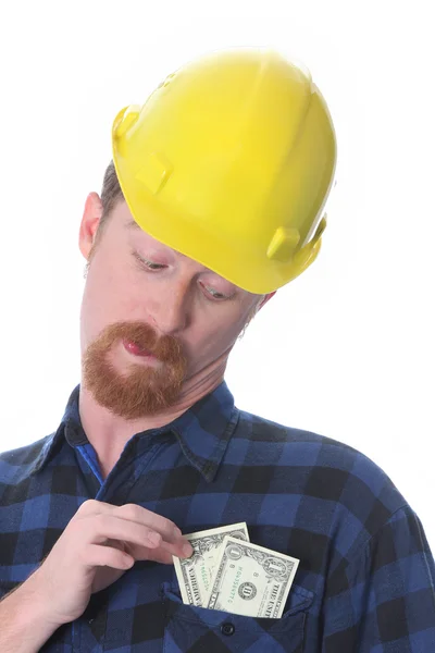 Trabalhador da construção com rendimentos — Fotografia de Stock