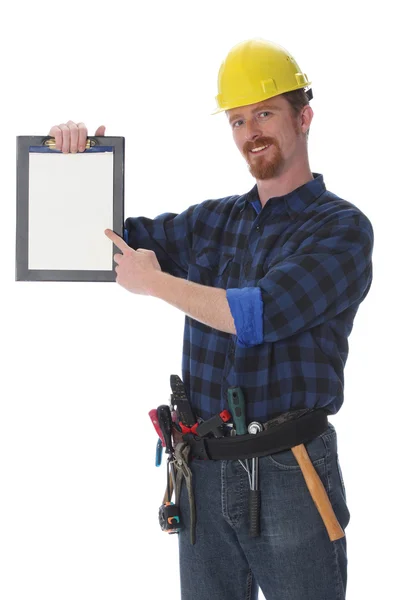 Trabajador de la construcción con documentos — Foto de Stock
