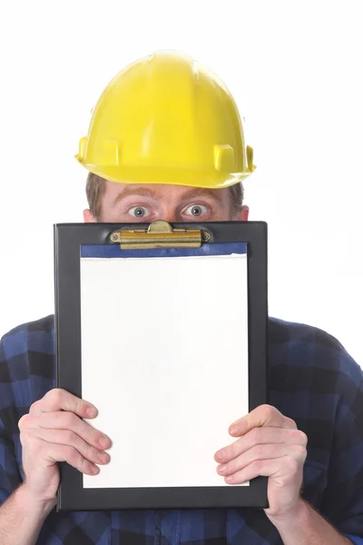 Construction worker with documents — Stock Photo, Image
