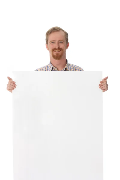 Человек с пустым плакатом — стоковое фото