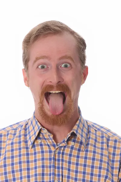 Man met zijn tong — Stockfoto