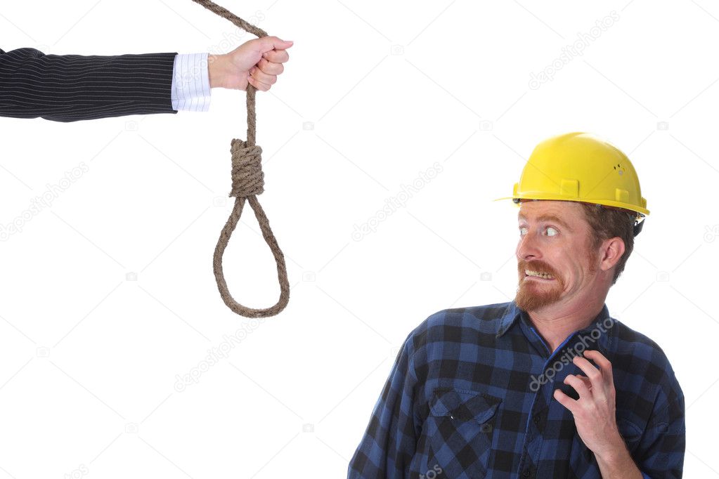 Worker looking at gallows