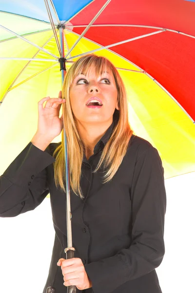 Young girl with umbrella — Stock Photo, Image