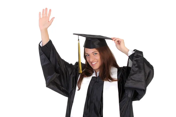 Mutlu mezuniyetler genç bir kadın — Stok fotoğraf