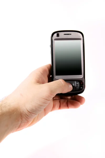 Smartphone in de hand — Stockfoto