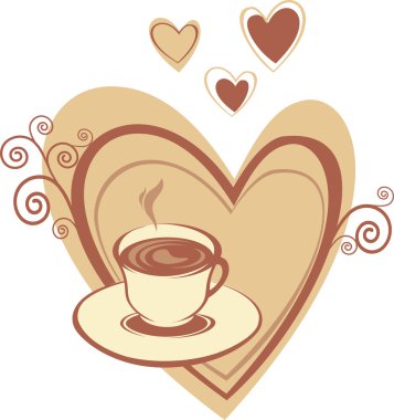 kalp ile kahve fincanı