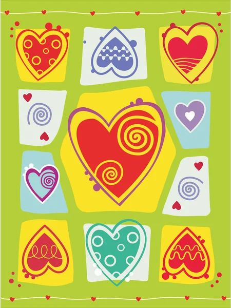Κάρτα ημέρα του Αγίου Βαλεντίνου με καρδιά — Διανυσματικό Αρχείο