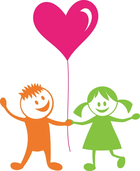 Ευτυχισμένα παιδιά με καρδιά — Διανυσματικό Αρχείο