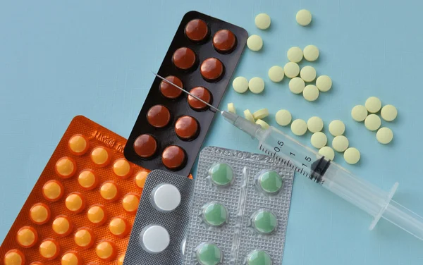 Stock image Medicine. Tablet and syringe