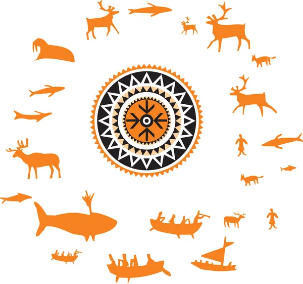 動物と狩猟飾り — ストックベクタ
