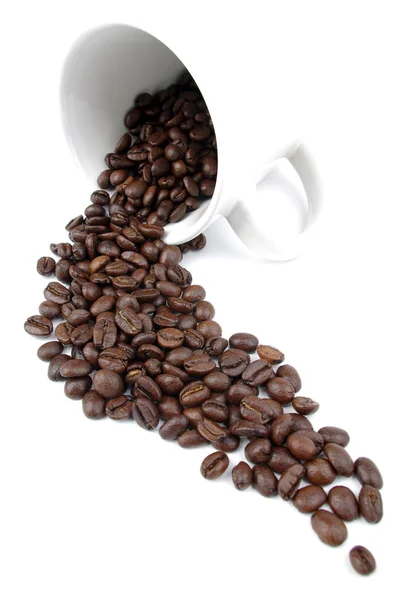 Kávový šálek s kávovými zrny — Stock fotografie