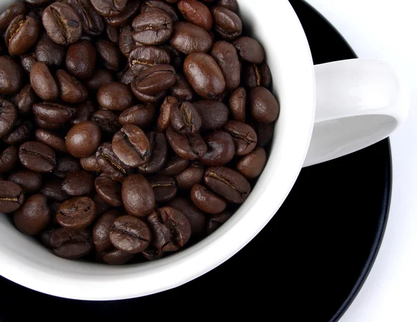 Tasse à café avec grains de café — Photo