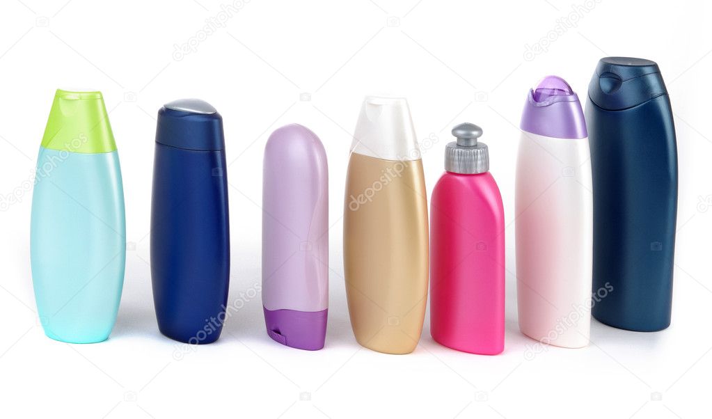 Cosmetic products in a row
