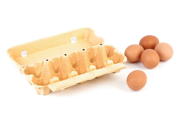 П'ять яєць з футляром — стокове фото