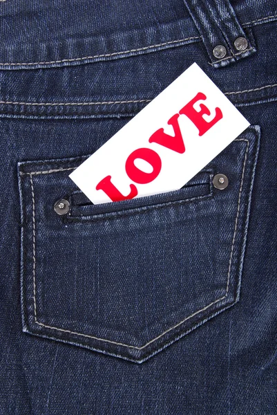 Кишеня для джинсів з етикеткою — стокове фото