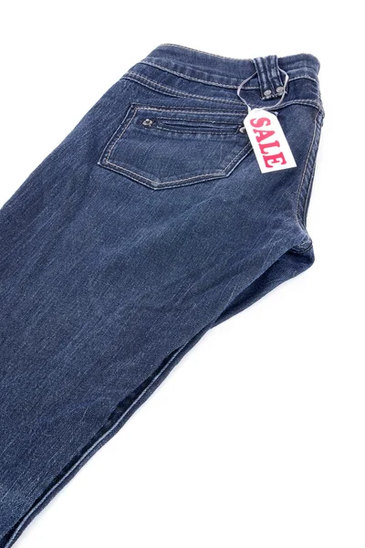 Jeans with pocket and card — Stock Photo, Image