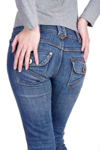 Mulher de jeans por trás — Fotografia de Stock