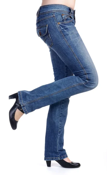 Uniesioną do góry nogami z jeansu — Zdjęcie stockowe