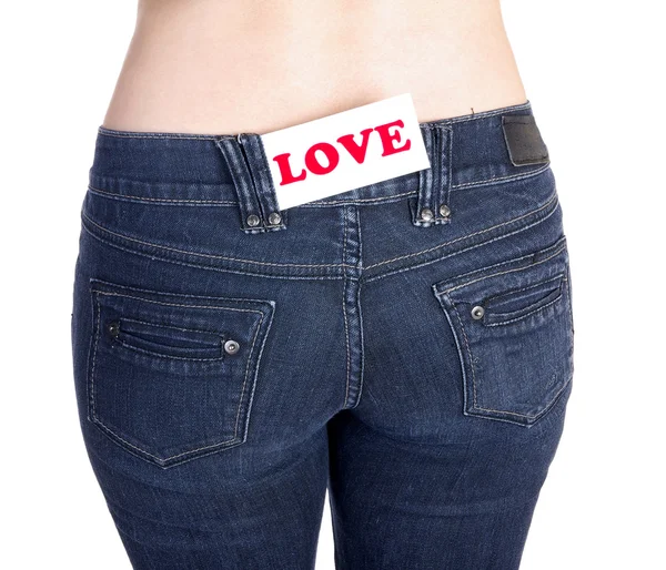 Jeans bolso amor — Fotografia de Stock