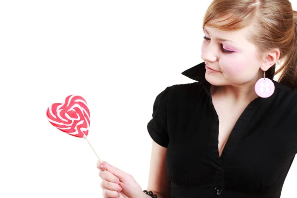 Vacker flicka med stora lollipop — Stockfoto