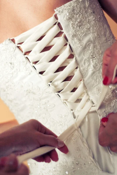 Espartilho vestido de casamento — Fotografia de Stock