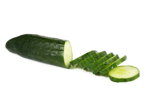 Cucumber and slices isolated on white ba — Stock Photo, Image
