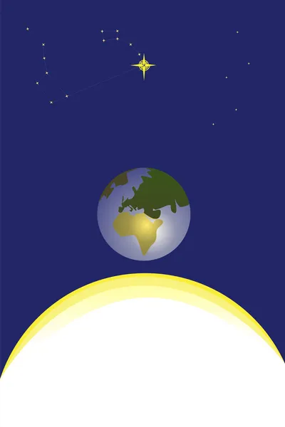 North star, jorden och solen — Stockfoto