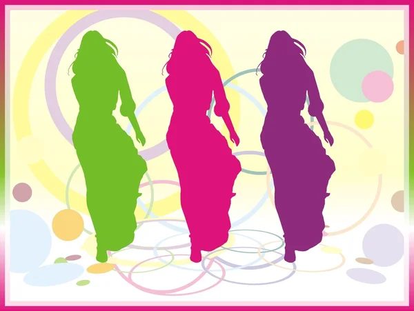 Trois filles-silhouette — Image vectorielle