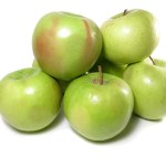 Crisp green apples and a ripe banana - Free Stock Image