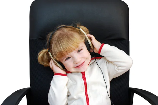 Kulaklıklı Küçük Kız — Stok fotoğraf