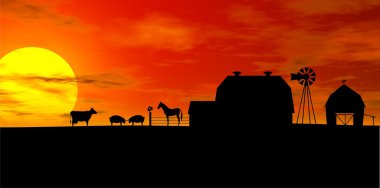 Farm silhouette clipart