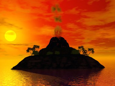 Volcano island clipart