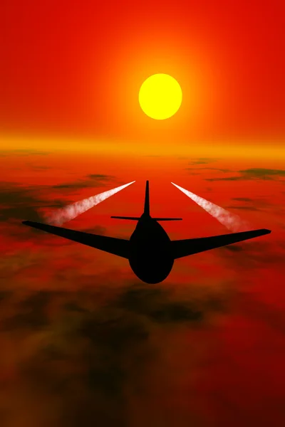 Vliegtuig silhouet — Stockfoto