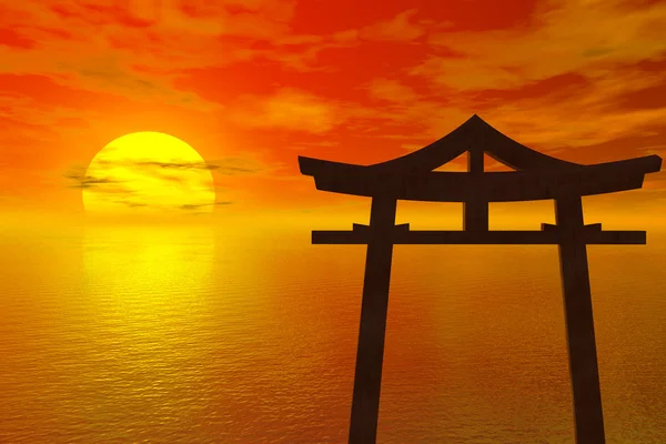 Zonsondergang in japan — Stockfoto