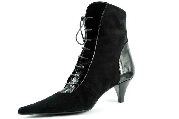 Černá kožená bota — Stock fotografie