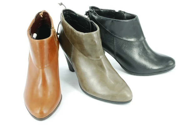 Žena krátké kožené boty — Stock fotografie