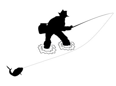 Fisherman silhouette clipart