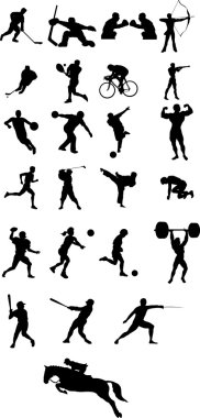 Sport icons and silhouette clipart