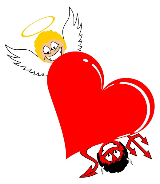 Heart with angel and devil — Stock Vector
