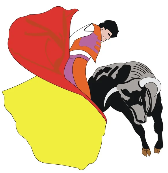 Toreador et taureau — Image vectorielle