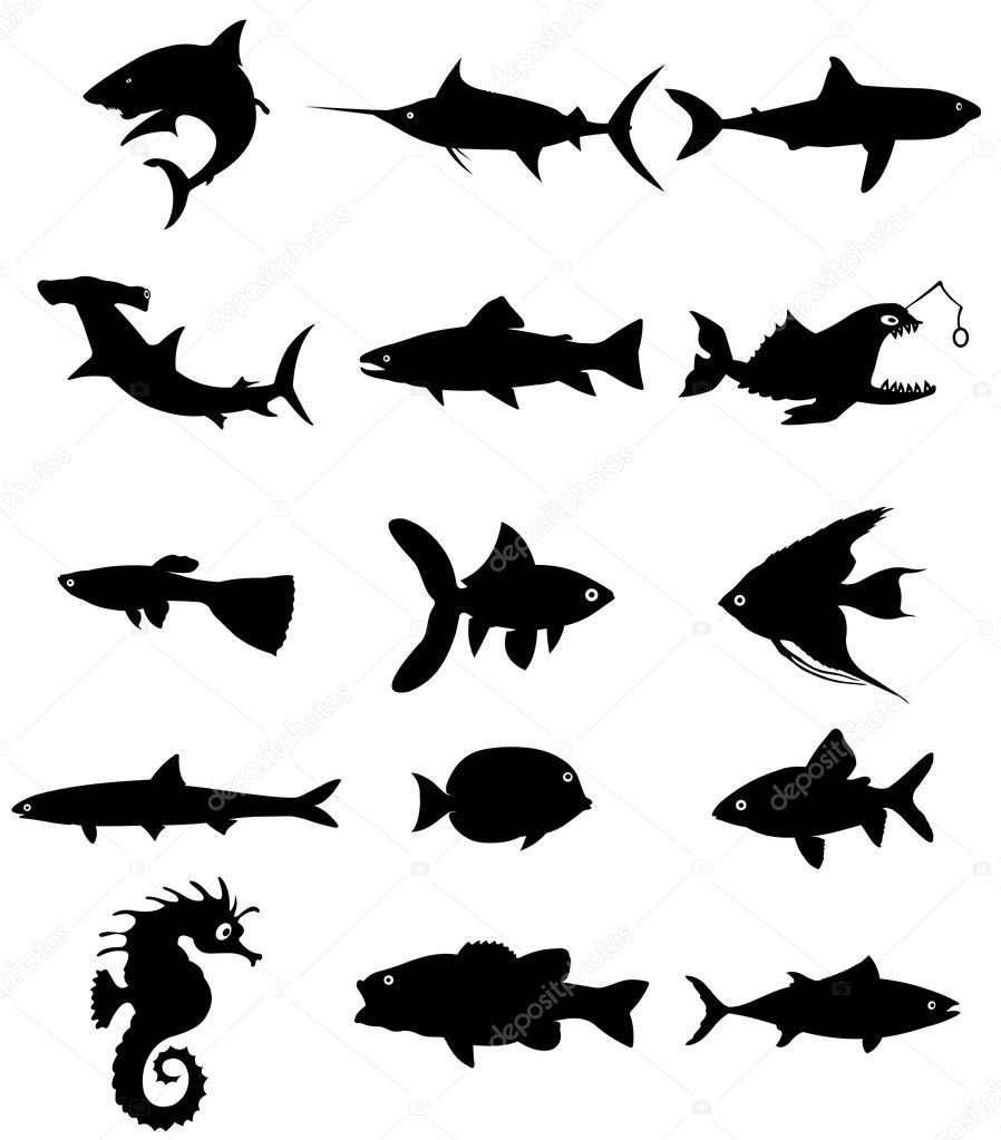 Fish silhouette Stock Vector by ©goceristeski 1754215