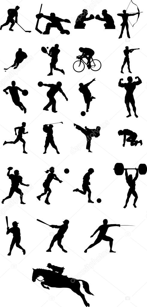 Sport icons and silhouette