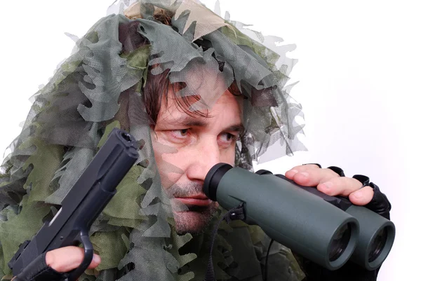 Armén recon i kamouflage uniform — Stockfoto