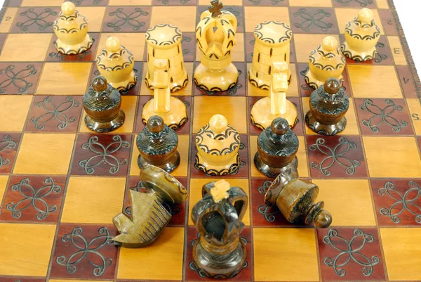 Chess white king attack — Stock Photo, Image