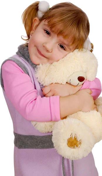Little girl with teddy-bear — Stock Photo, Image