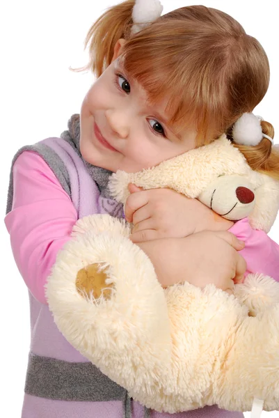 Krása holčička s Medvídek — Stock fotografie